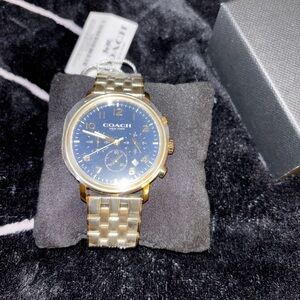 Men’s Coach Harrison Gold Tone 42mm Watch with Blue Dial